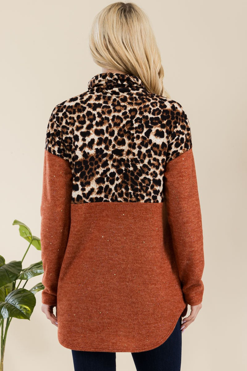 Make A Move - Leopard Turtleneck Top