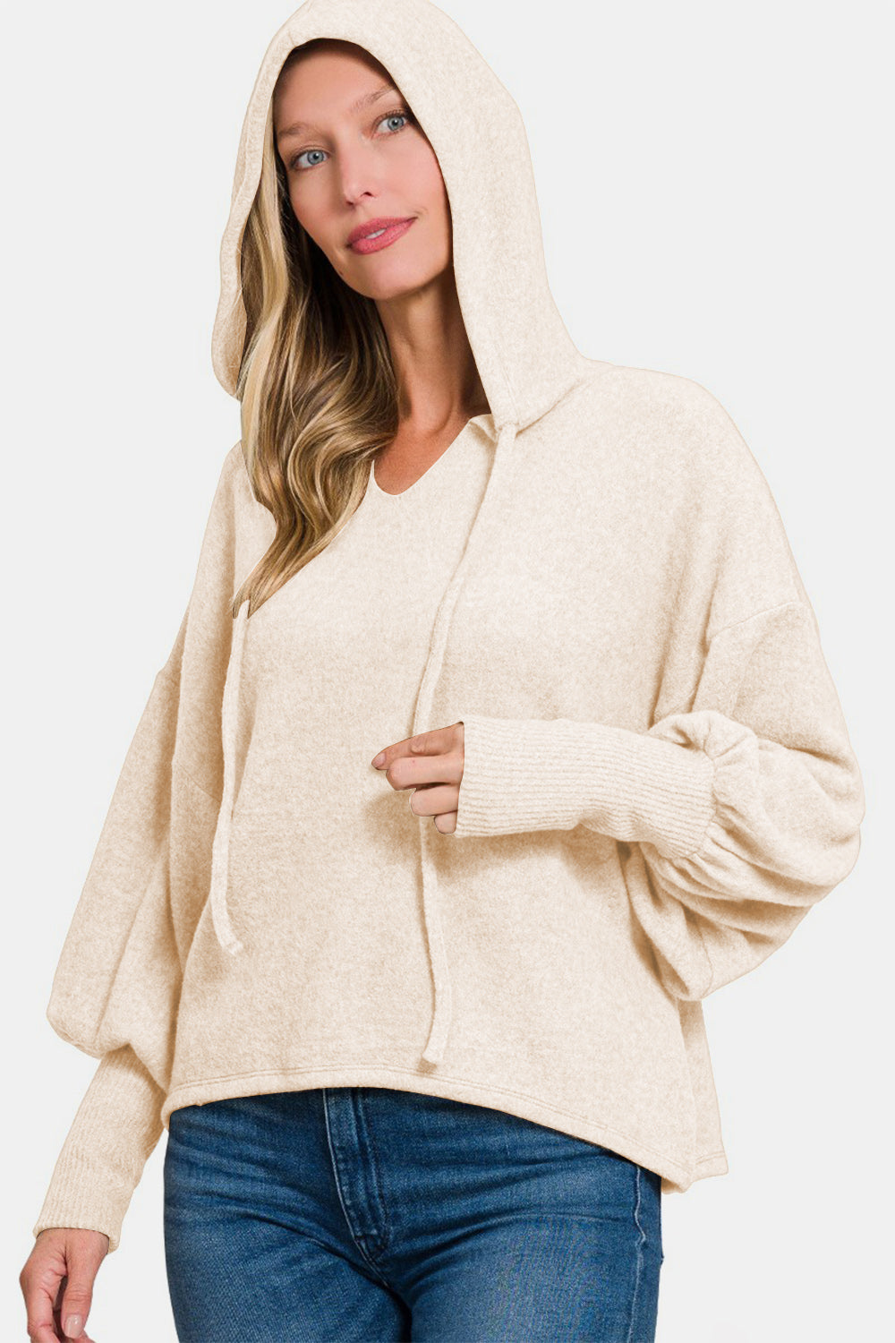 Snuggle Weather - Brushed Hacci Hoodie - Sand Beige