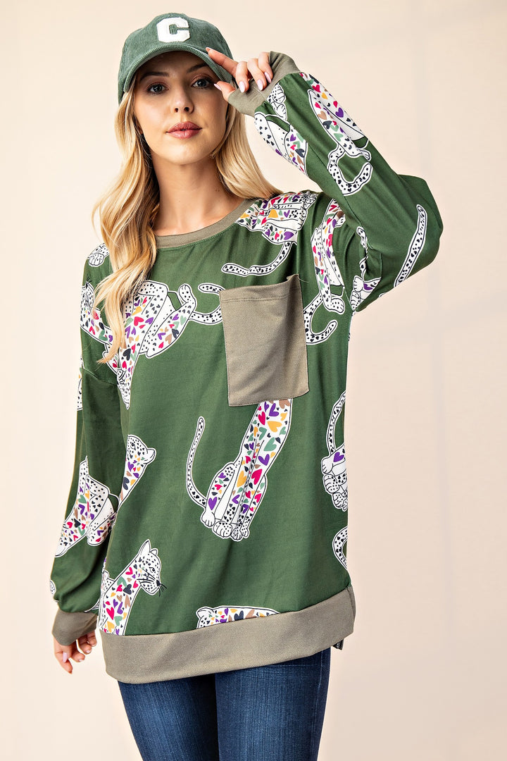 Animal Lover Top - Olive