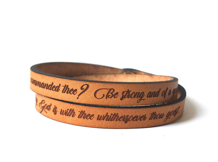 Be Not Afraid Joshua 1:9 Double-Wrap Leather Bracelet - Scripture Bracelet