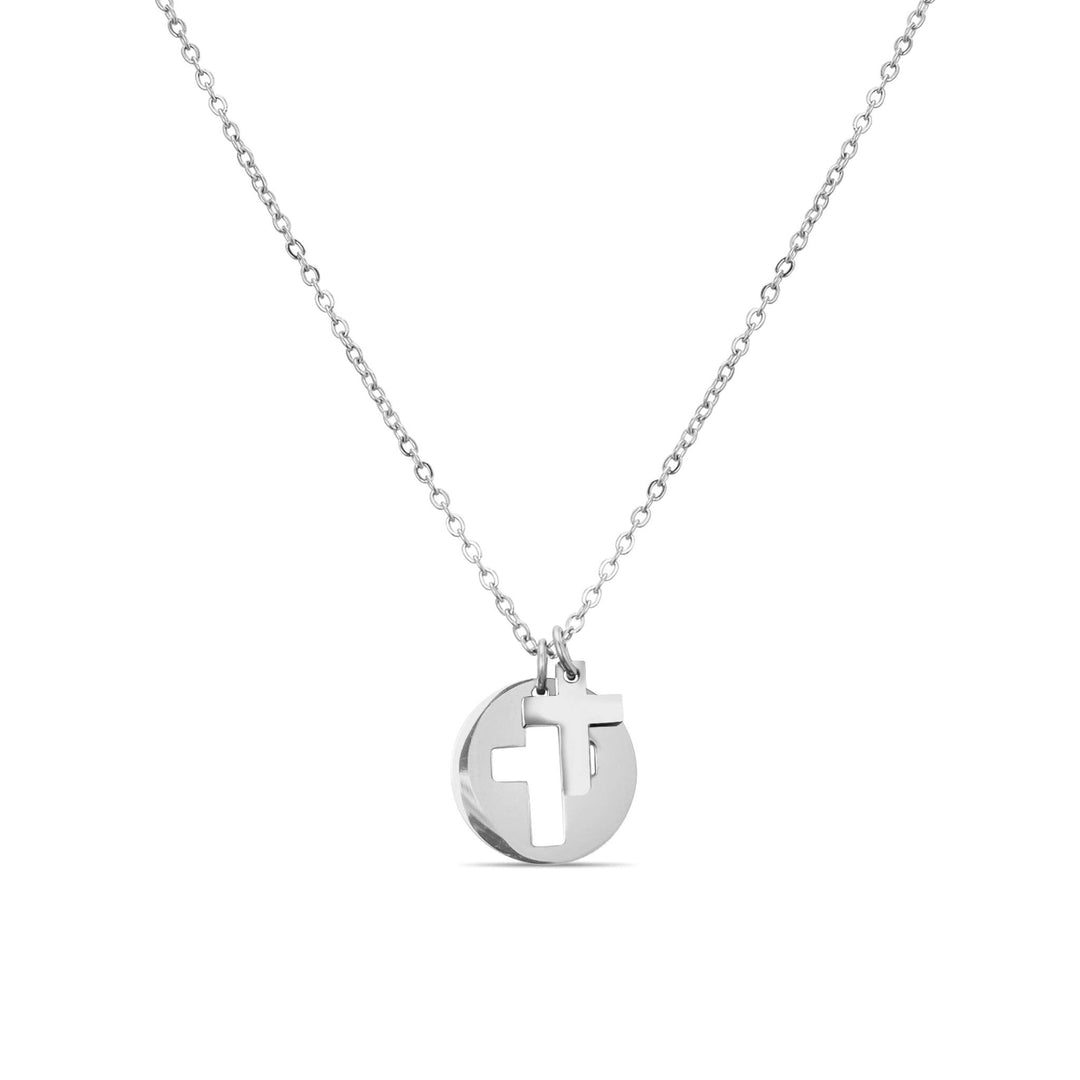 Elegant Minimalist Cross Circle Charm Detached Necklace