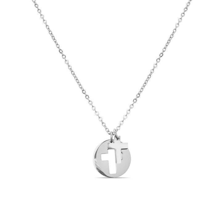 Elegant Minimalist Cross Circle Charm Detached Necklace