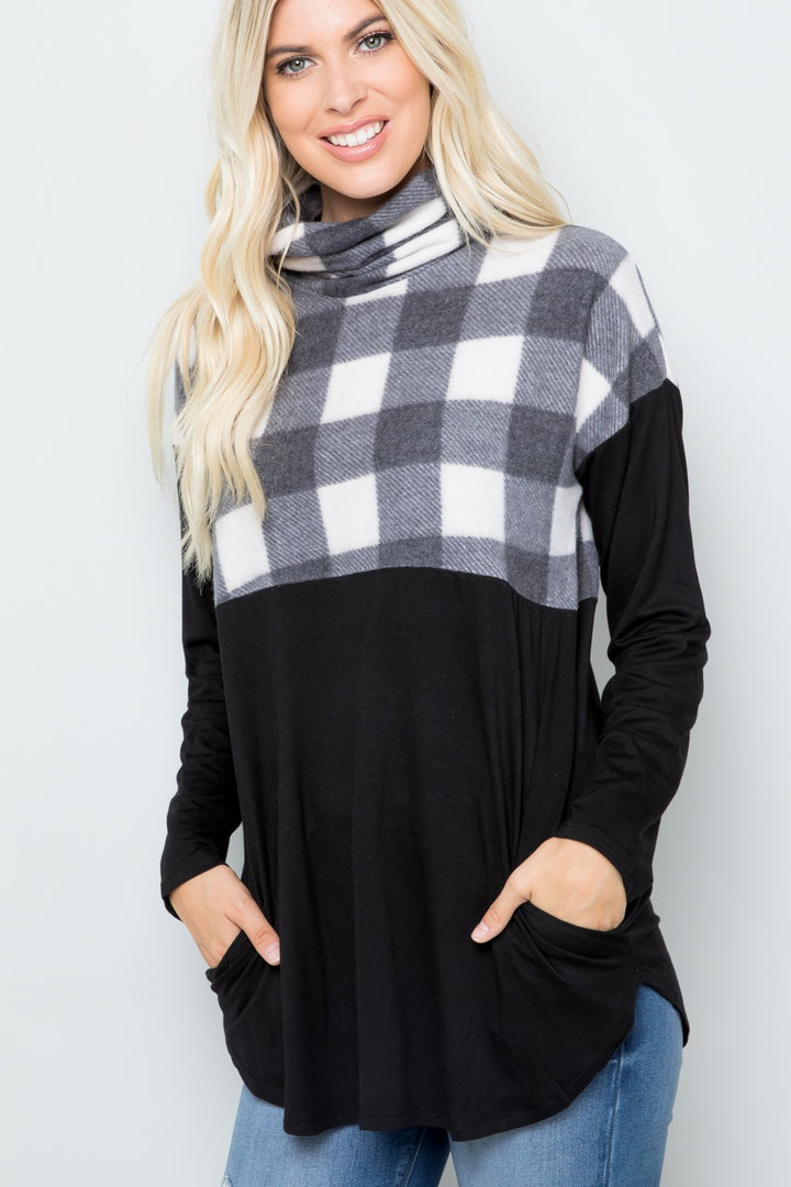 Cozy Feels - Plaid Turtleneck Top