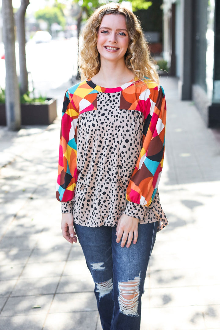 Instant Charm - Geometric Animal-Print Top