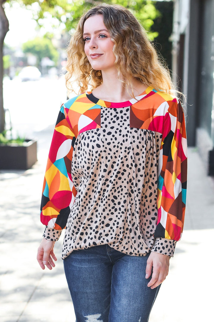 Instant Charm - Geometric Animal-Print Top