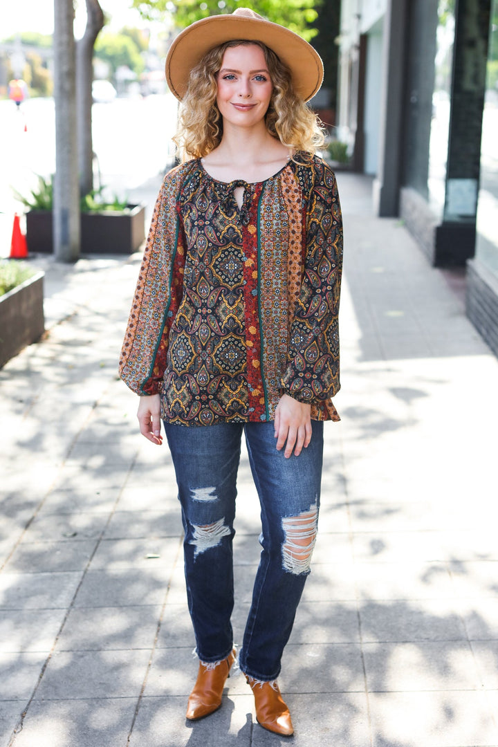 Boho Vibes - Paisley Raglan Blouse