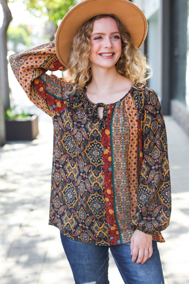 Boho Vibes - Paisley Raglan Blouse