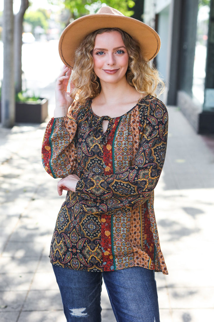 Boho Vibes - Paisley Raglan Blouse