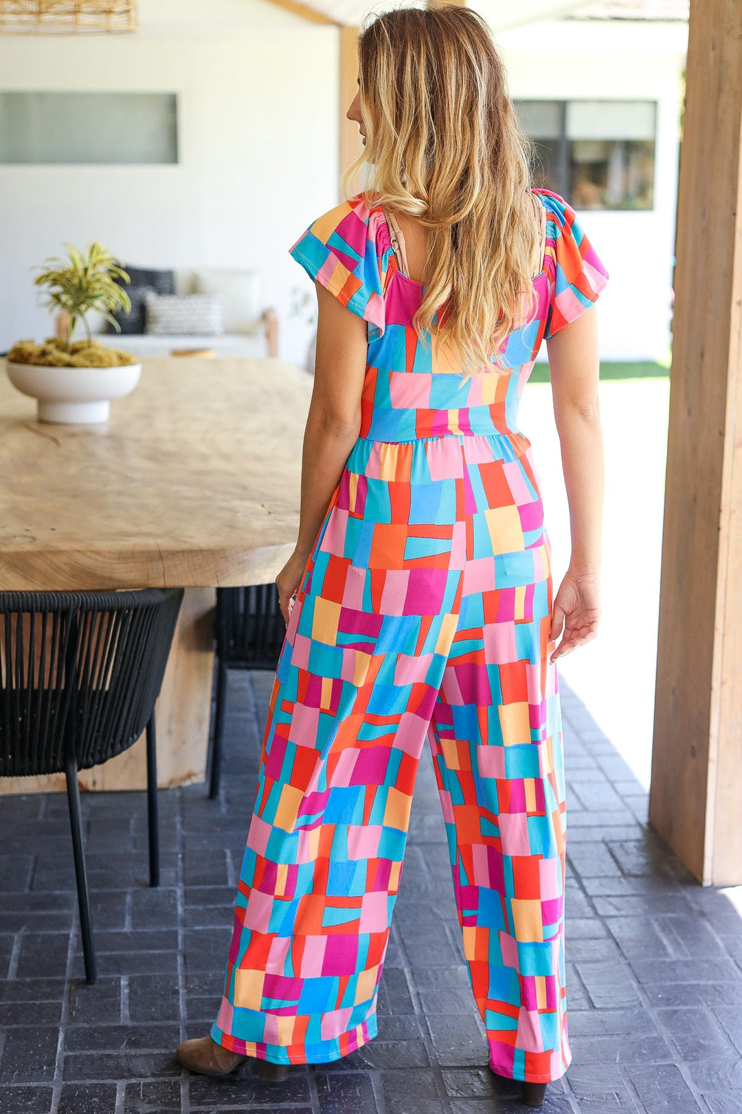 Geometric Print Wide-Leg Jumpsuit