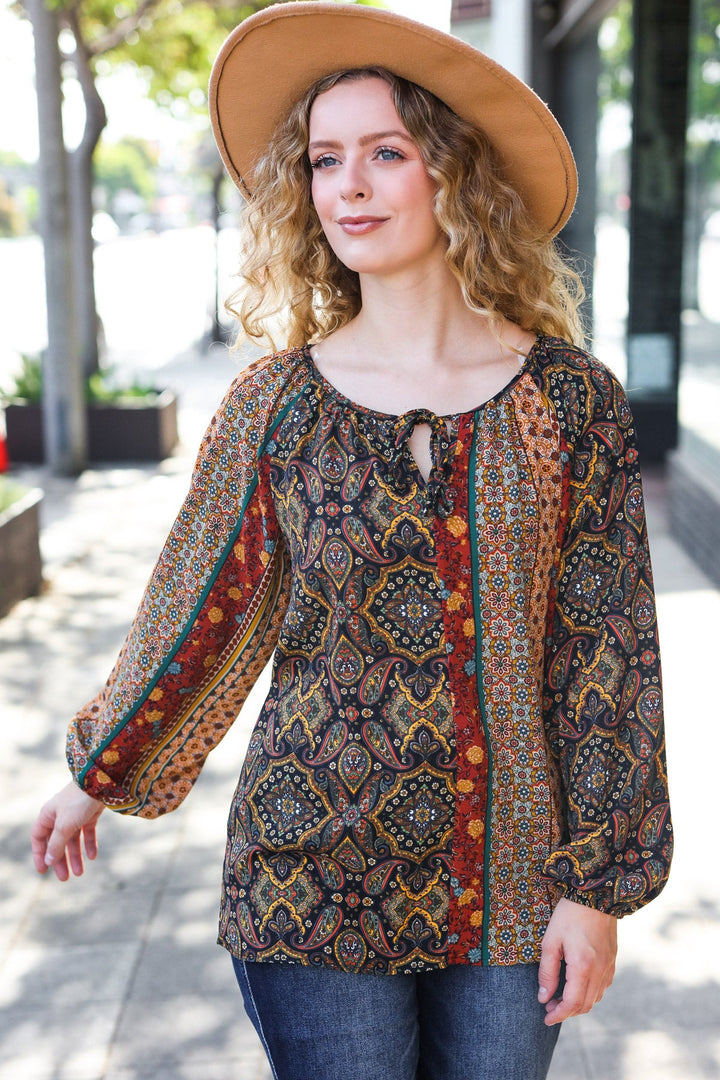 Boho Vibes - Paisley Raglan Blouse