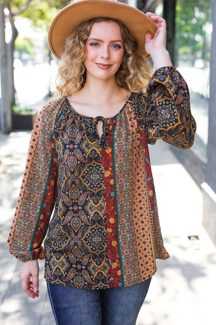 Boho Vibes - Paisley Raglan Blouse