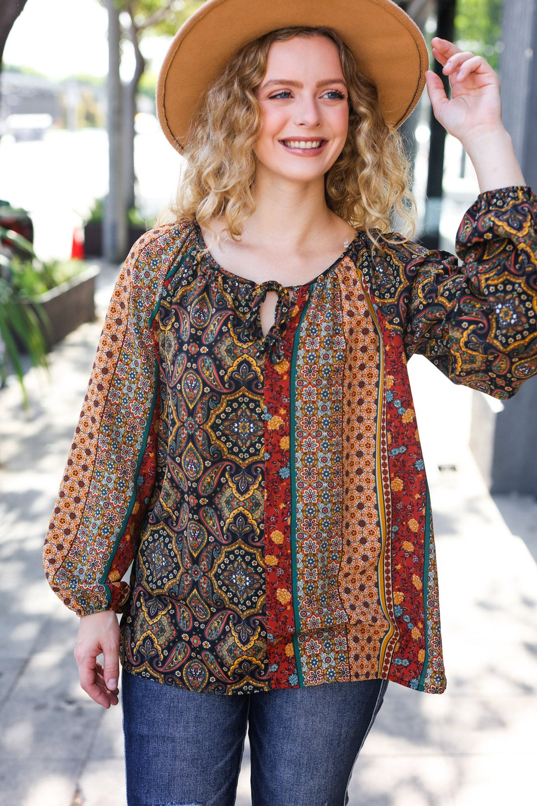 Boho Vibes - Paisley Raglan Blouse