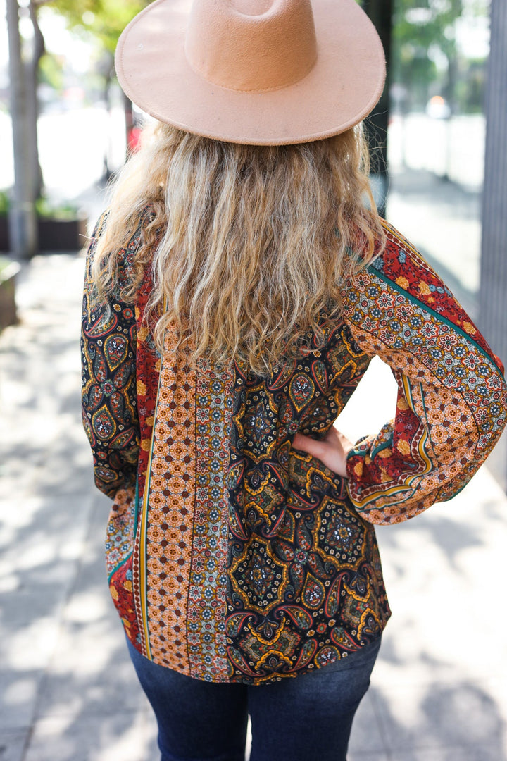 Boho Vibes - Paisley Raglan Blouse