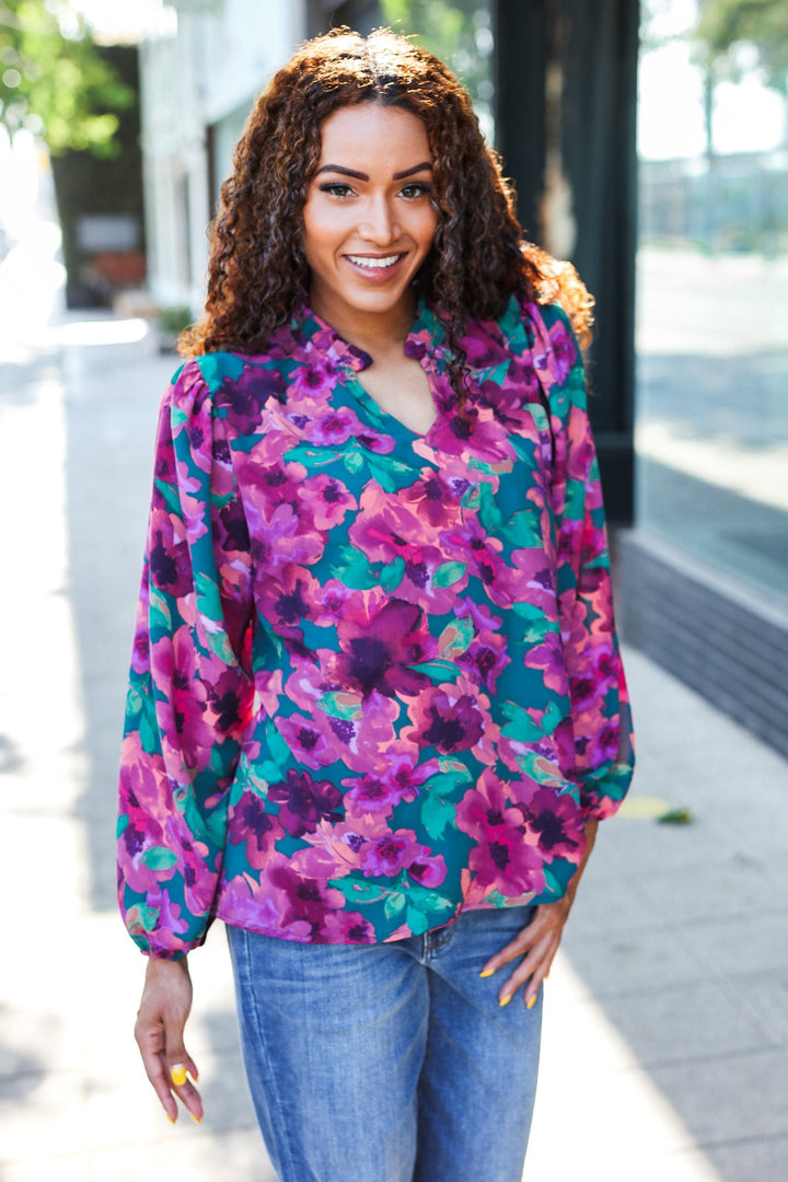 Royally Yours - Watercolor Floral Top