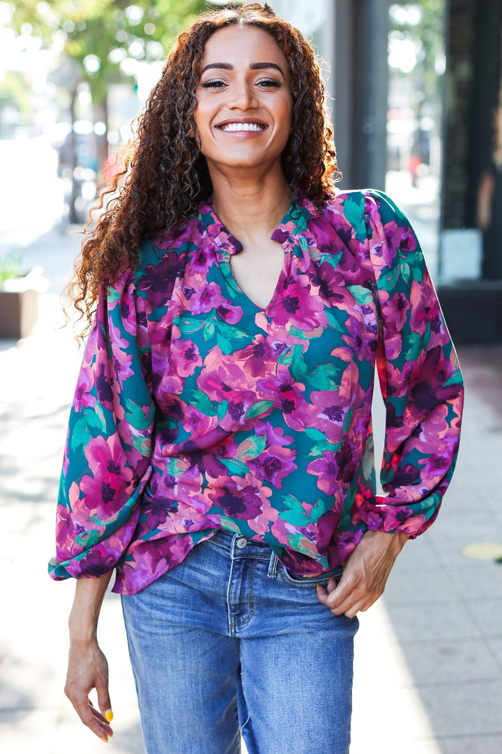 Royally Yours - Watercolor Floral Top