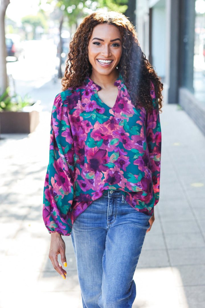 Royally Yours - Watercolor Floral Top