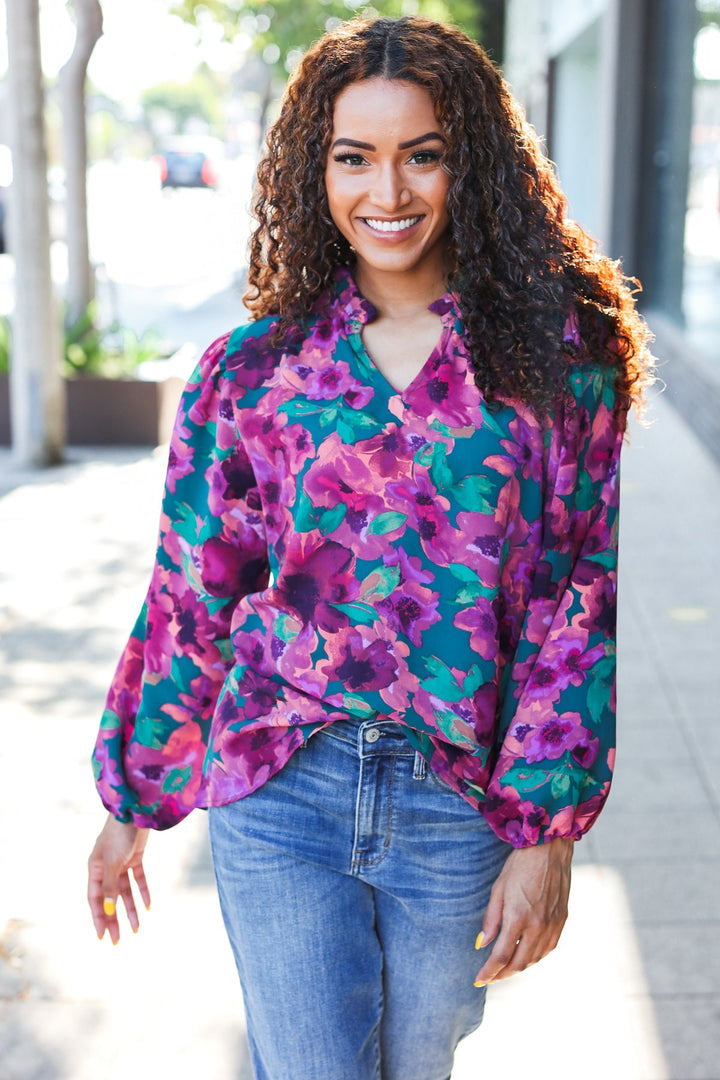 Royally Yours - Watercolor Floral Top