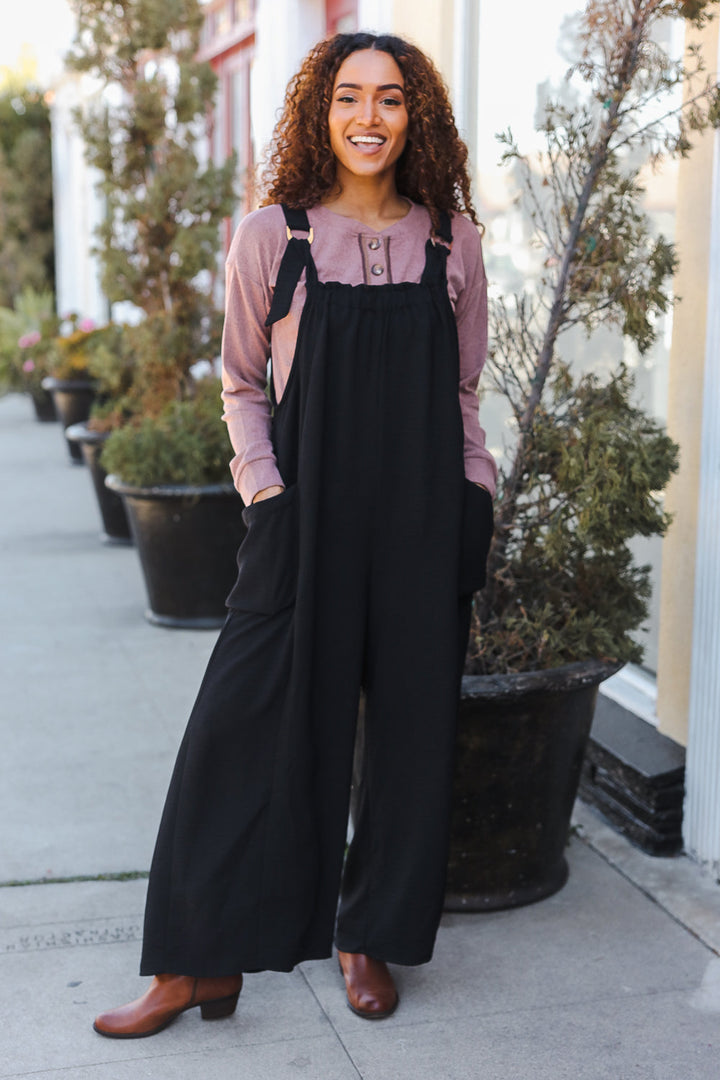 Classic Wide-Leg Adjustable Baggy Jumpsuit