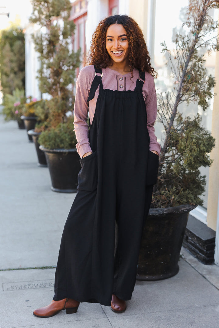 Classic Wide-Leg Adjustable Baggy Jumpsuit