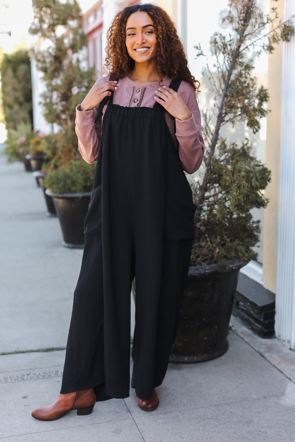 Classic Wide-Leg Adjustable Baggy Jumpsuit