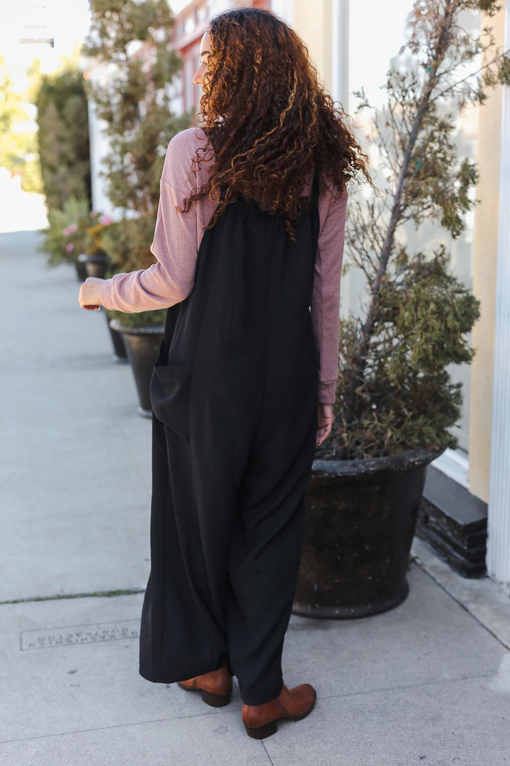 Classic Wide-Leg Adjustable Baggy Jumpsuit