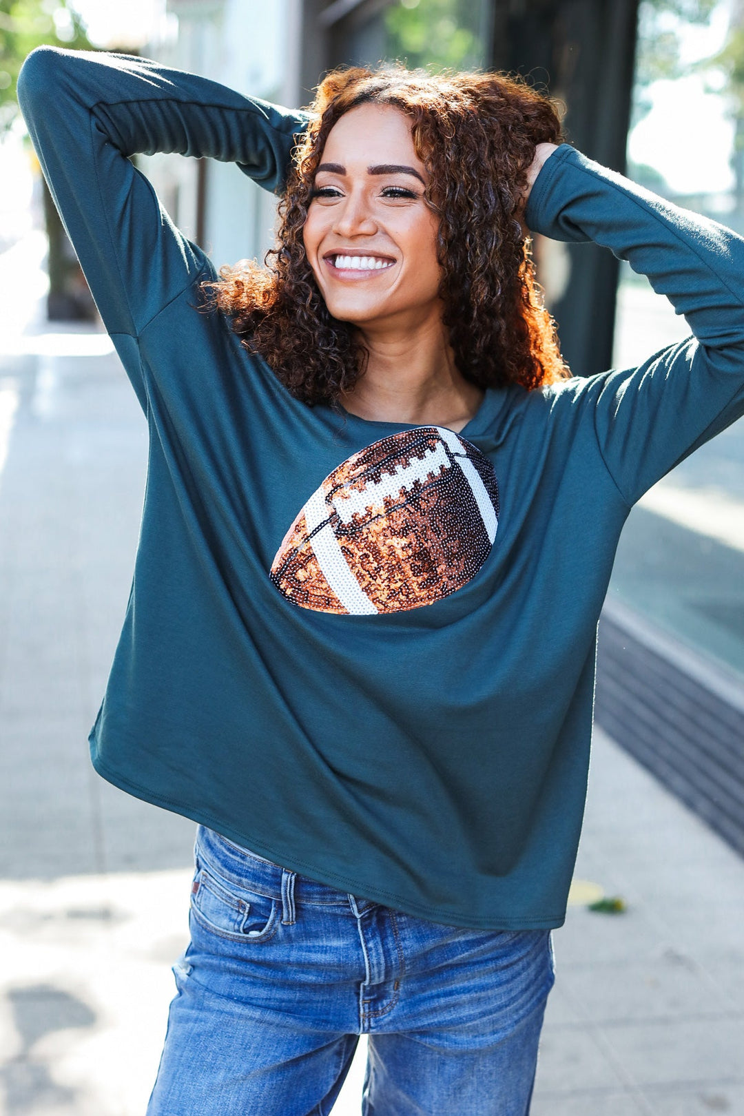 Football Fan - Sequin Patch French Terry Top