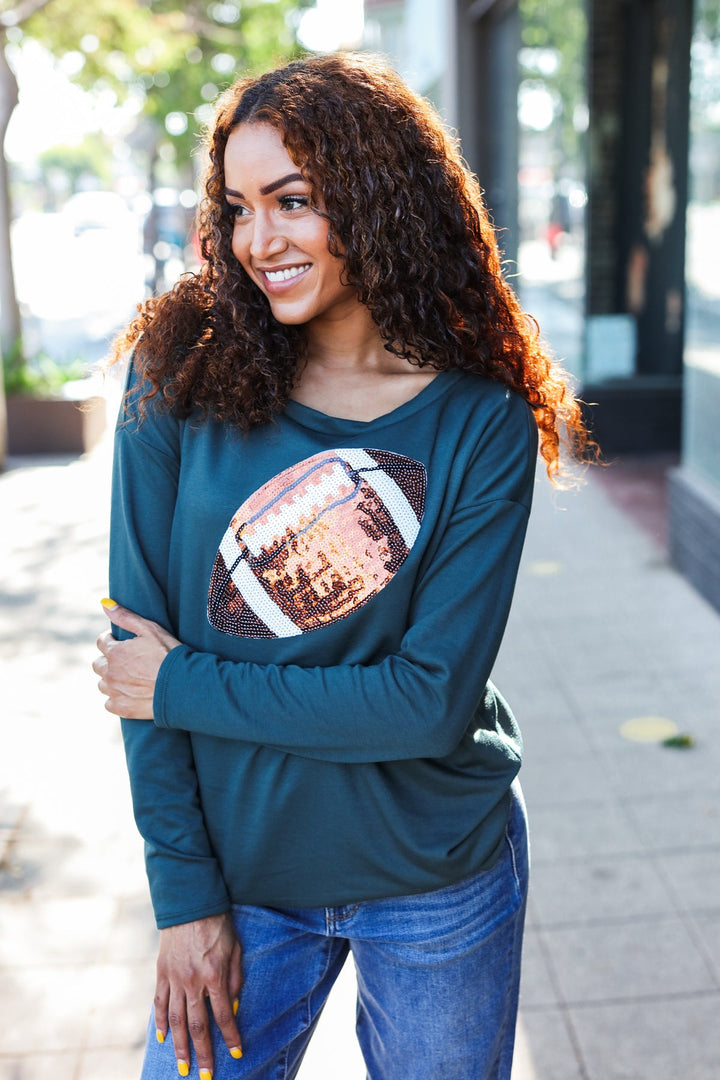 Football Fan - Sequin Patch French Terry Top