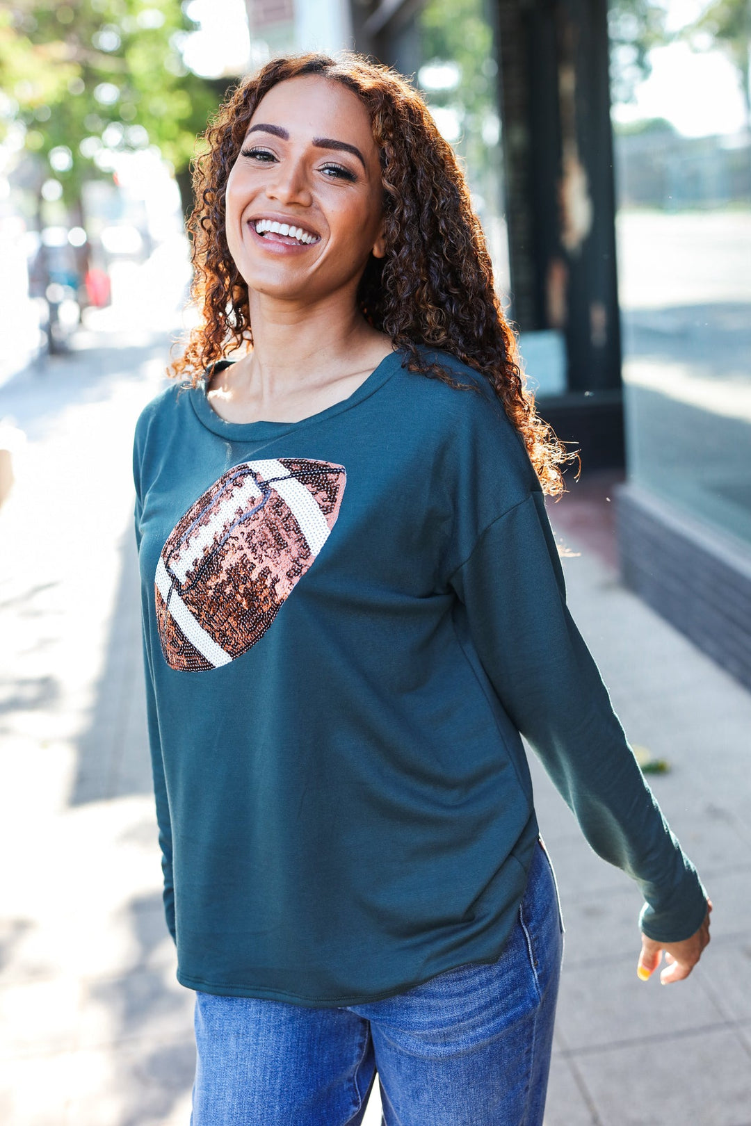 Football Fan - Sequin Patch French Terry Top