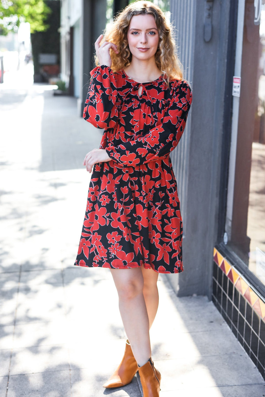 In It Together - Floral Print Front-Tie Dress