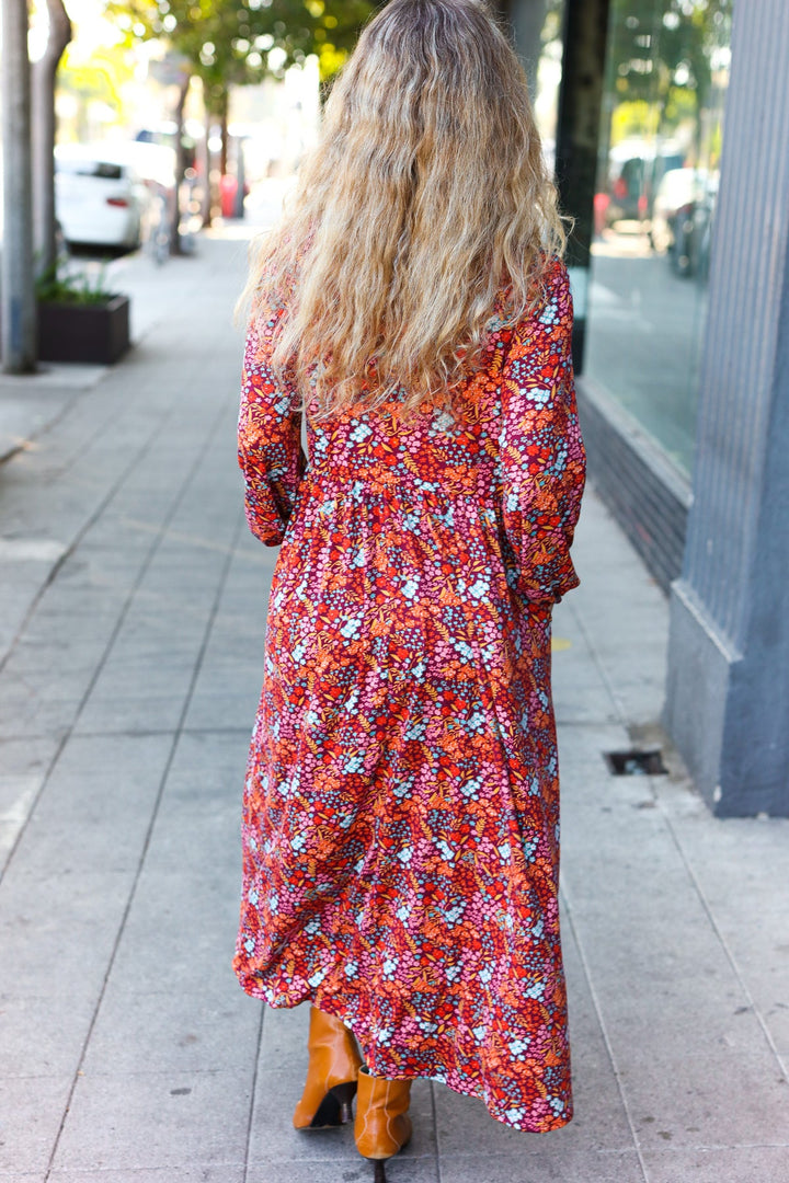 Thing Of Beauty - Burgundy Floral Maxi Dress