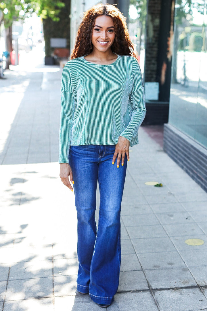 Love Came Down - Ribbed Sweater Top - Green