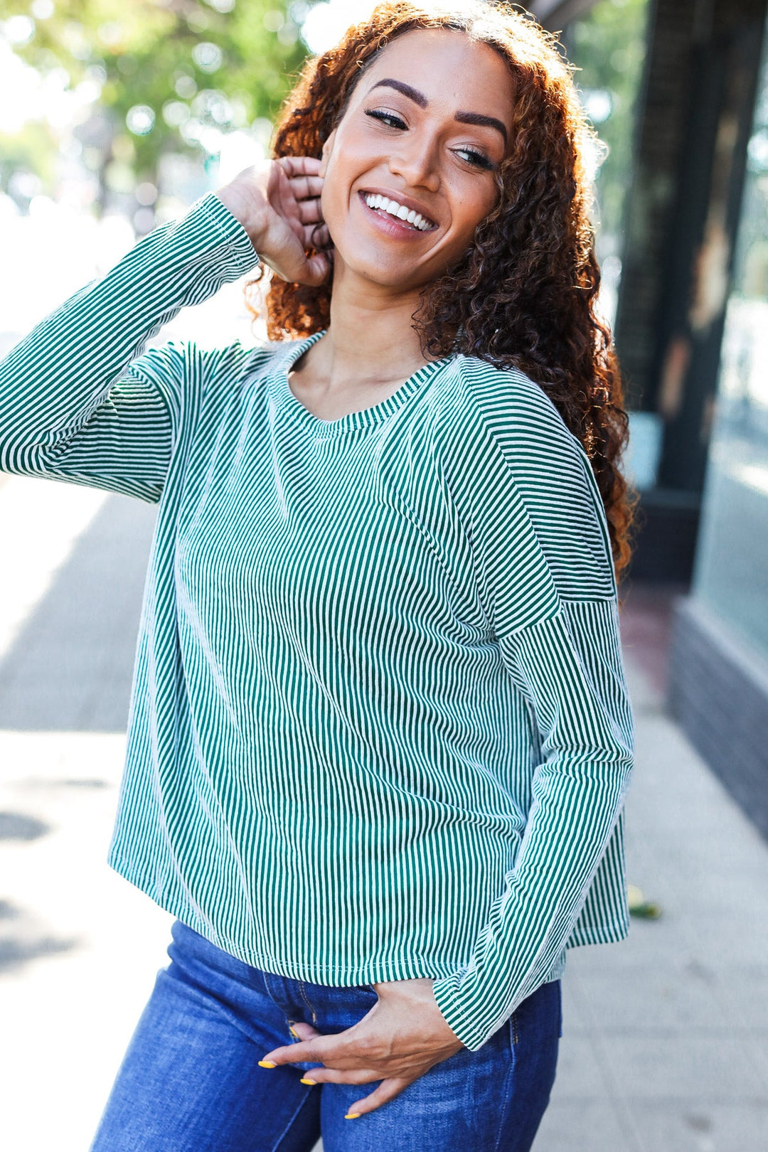 Love Came Down - Ribbed Sweater Top - Green