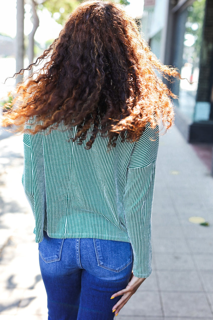 Love Came Down - Ribbed Sweater Top - Green