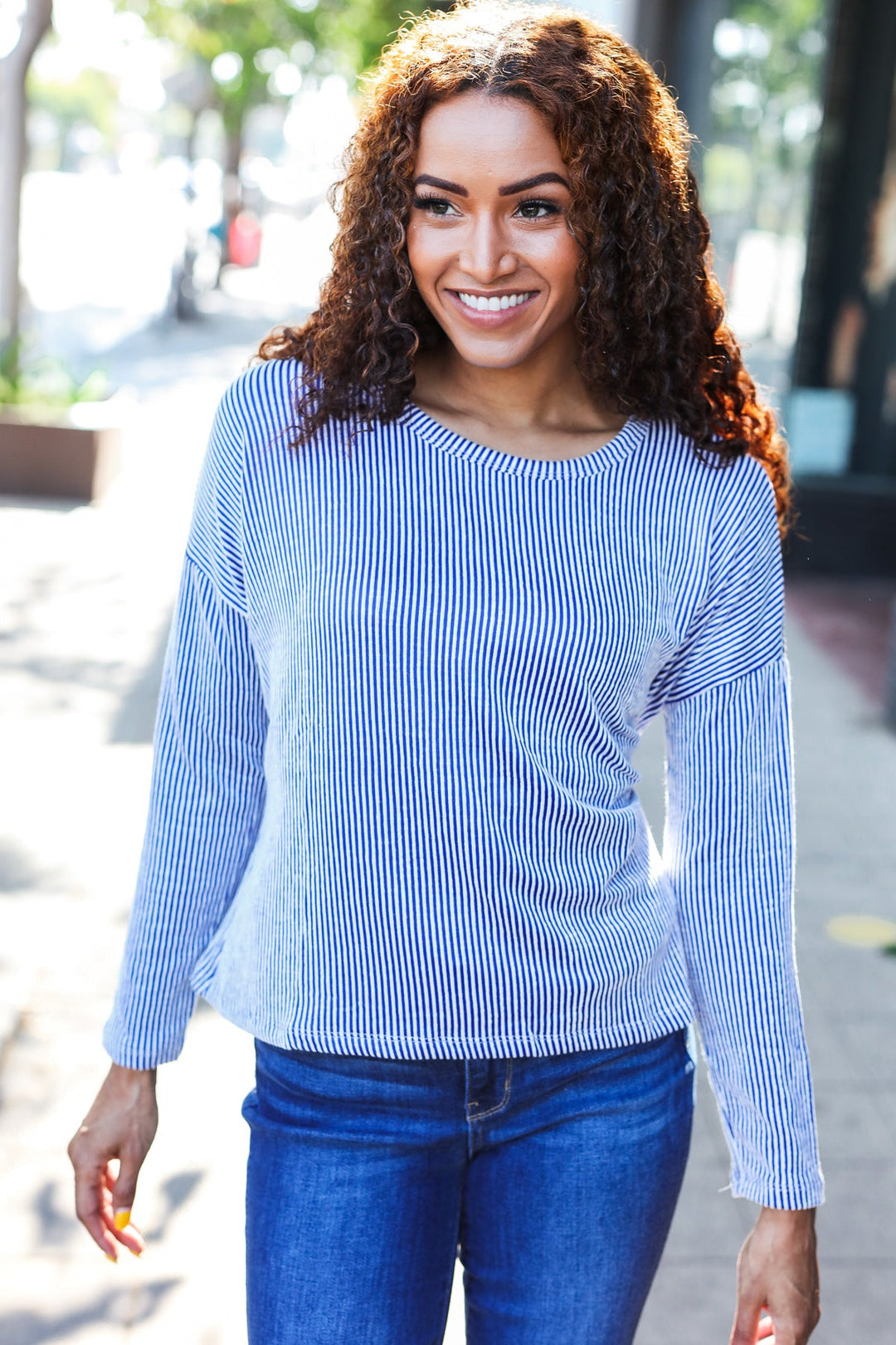 Love Came Down - Ribbed Sweater Top - Blue