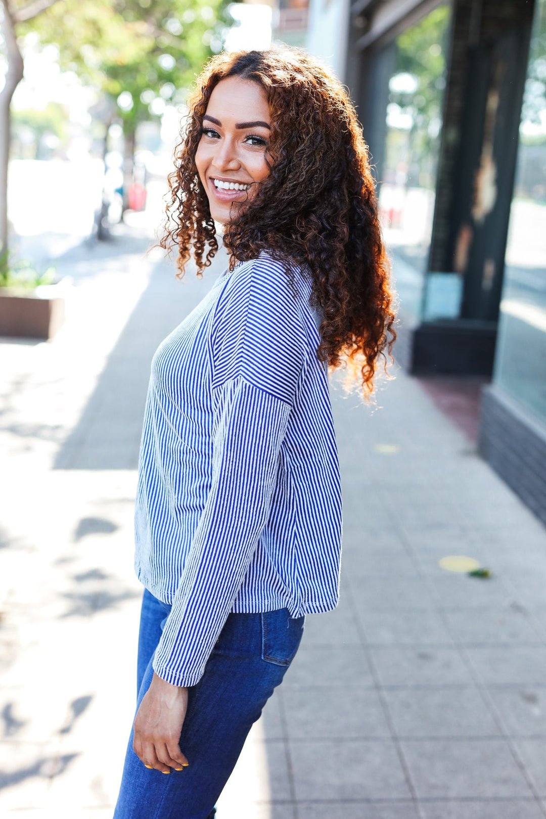 Love Came Down - Ribbed Sweater Top - Blue