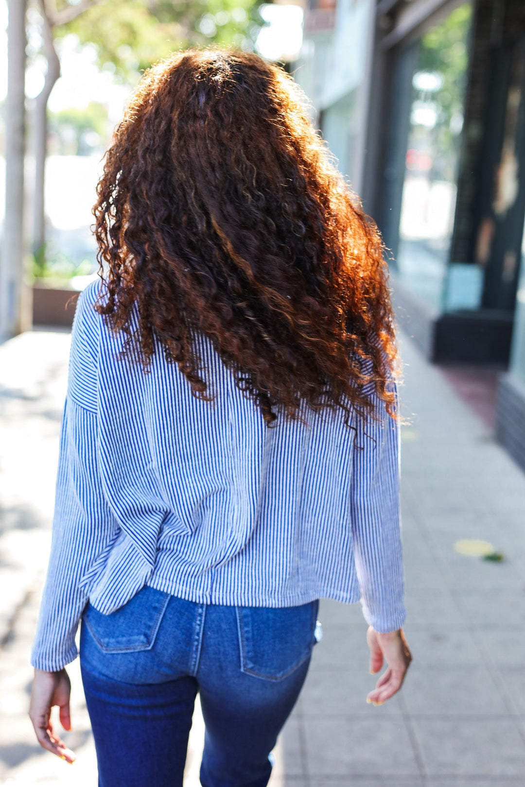 Love Came Down - Ribbed Sweater Top - Blue