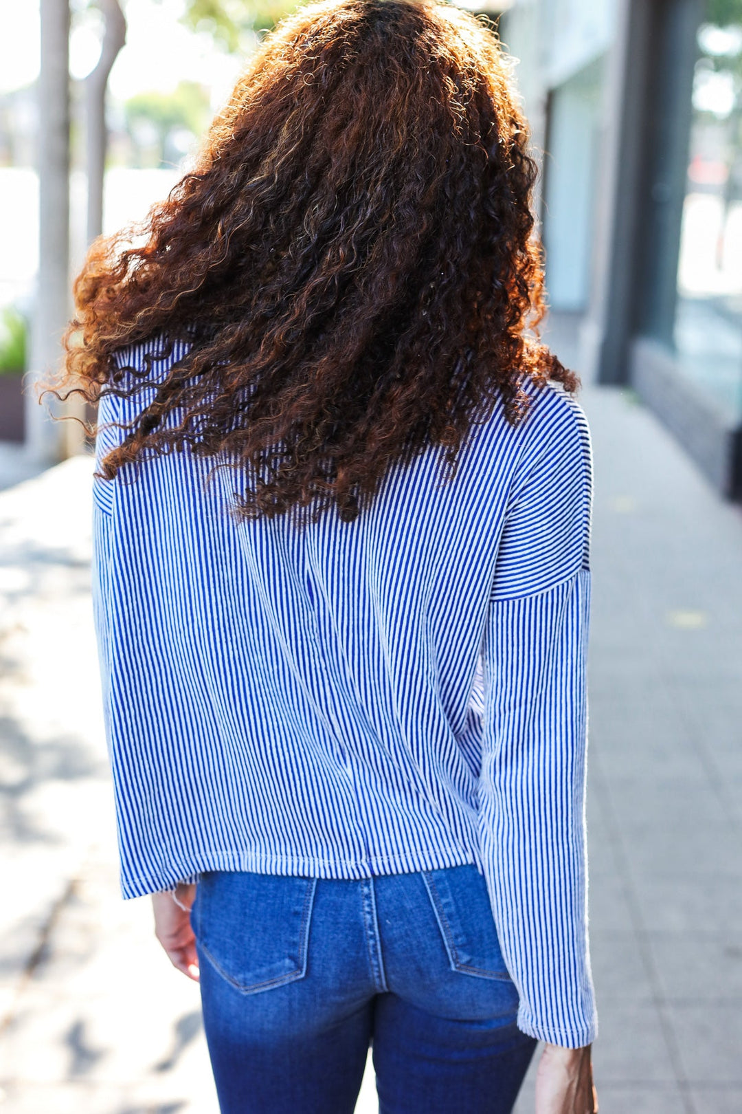 Love Came Down - Ribbed Sweater Top - Blue