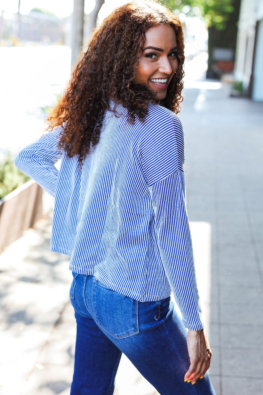 Love Came Down - Ribbed Sweater Top - Blue