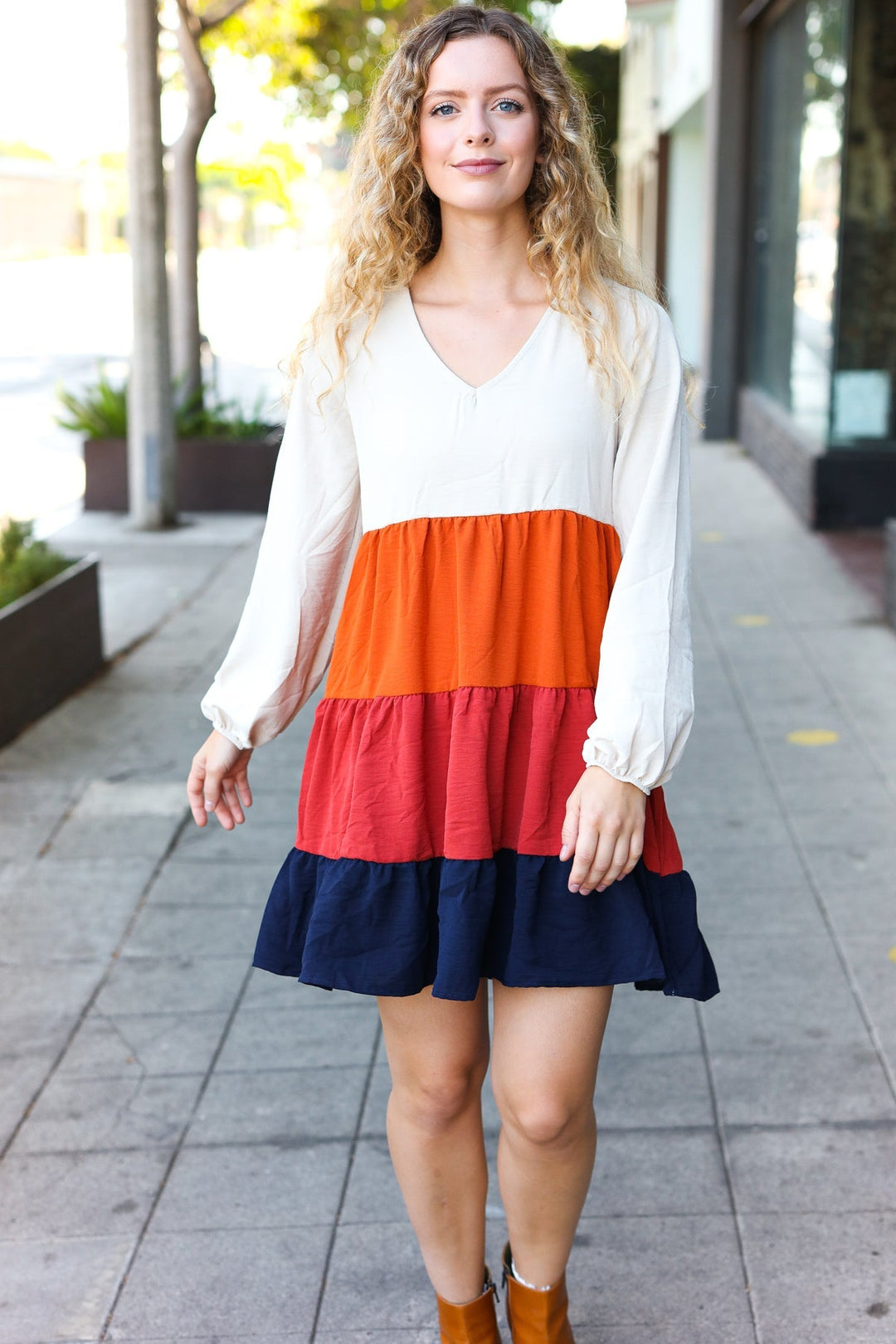 Multicolor Tiered Babydoll Dress