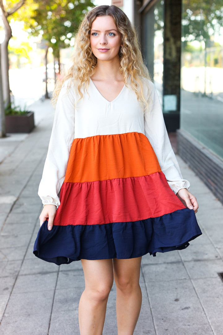 Multicolor Tiered Babydoll Dress