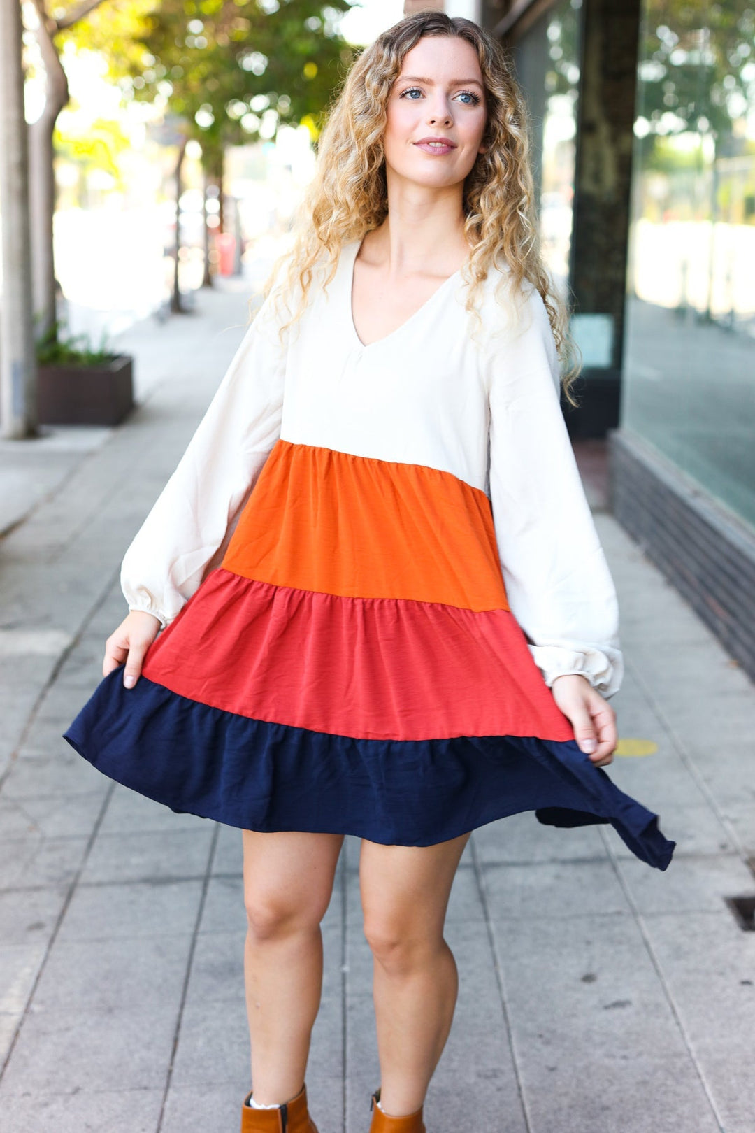 Multicolor Tiered Babydoll Dress