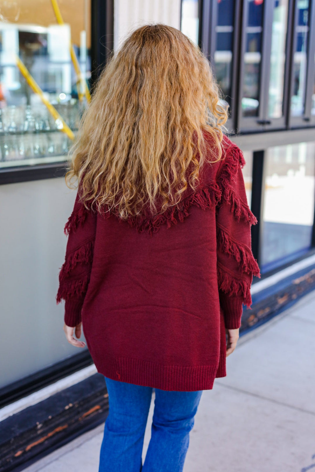 The Perfect Find - Fringe-Detail Cardigan - Burgundy