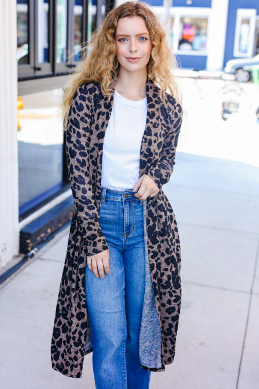 Walk Boldly - Animal-Print Duster Cardigan