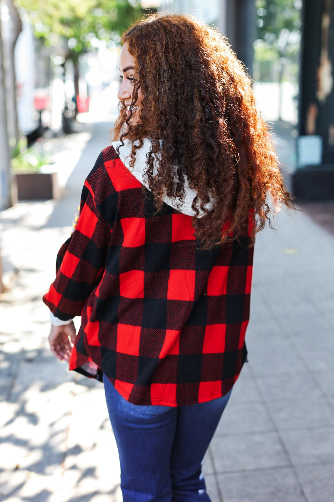 All Put Together - Buffalo Plaid Hooded Sweater Cardigan