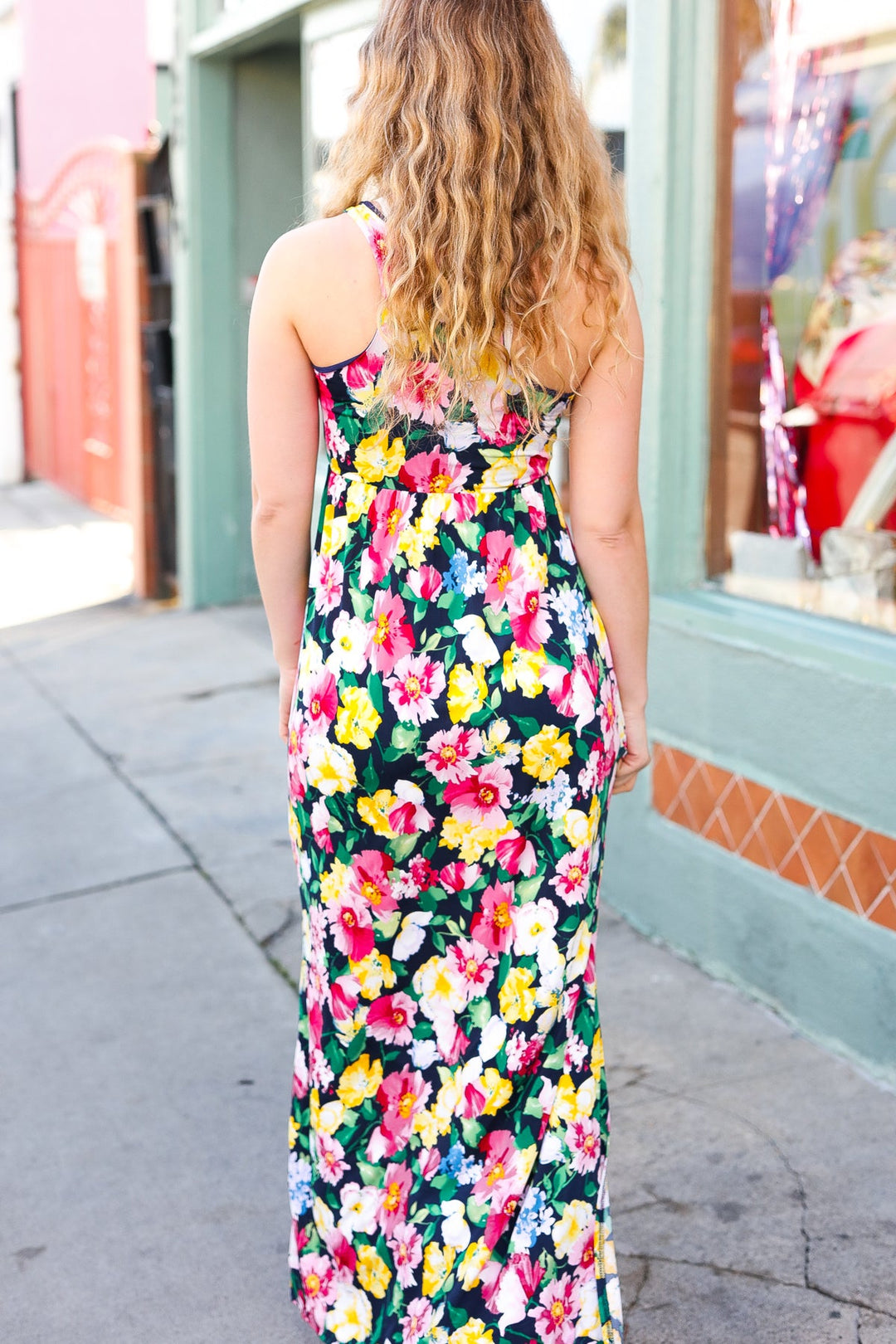 Eye-Catcher Navy Floral Maxi Dress