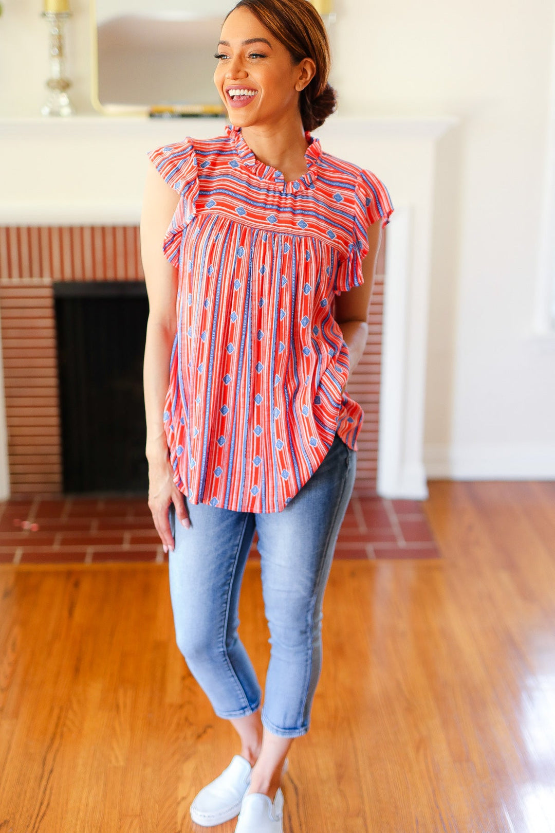 Bohemian Patriot Flutter-Sleeve Top