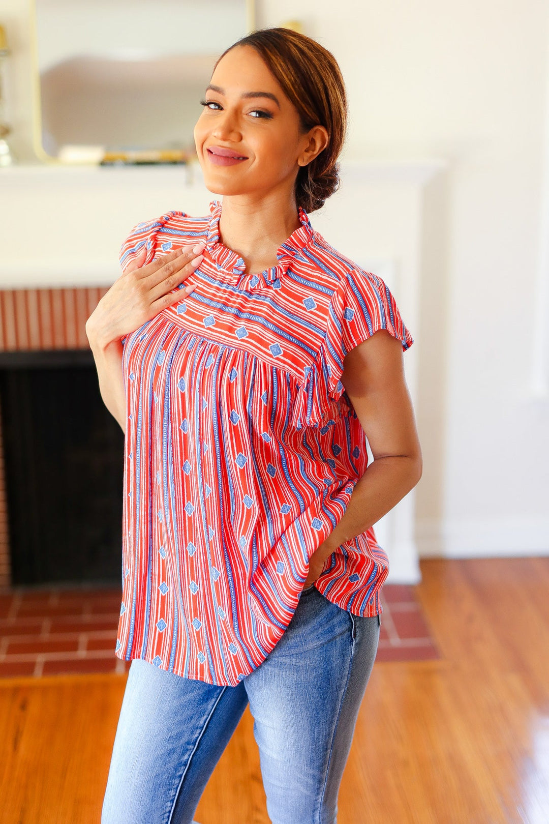 Bohemian Patriot Flutter-Sleeve Top