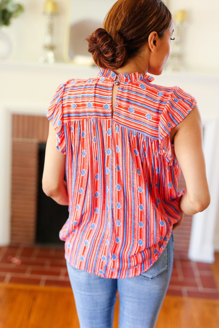 Bohemian Patriot Flutter-Sleeve Top