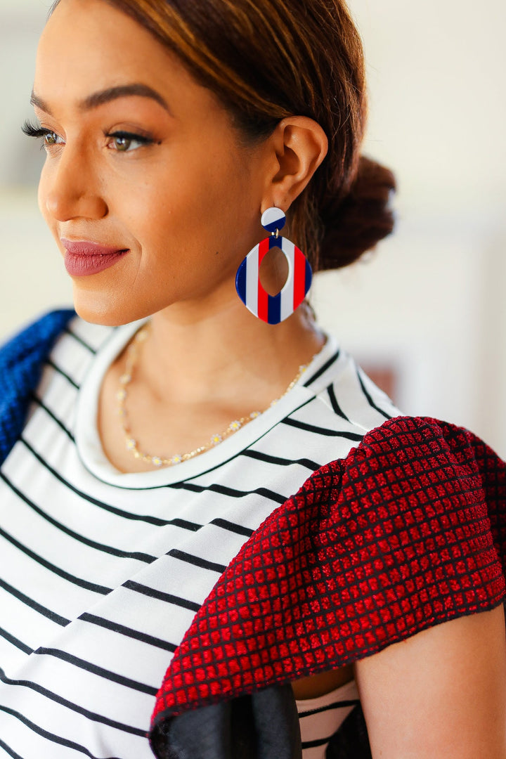 Americana Oval Cut-Out Earrings