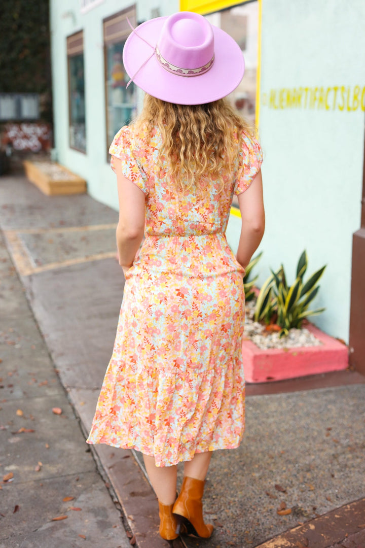 Peach Beauty Midi Dress